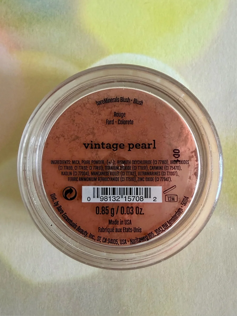 bareMinerals Vintage Pearl Blush - .85g Peach-toned Loose Mineral Blush